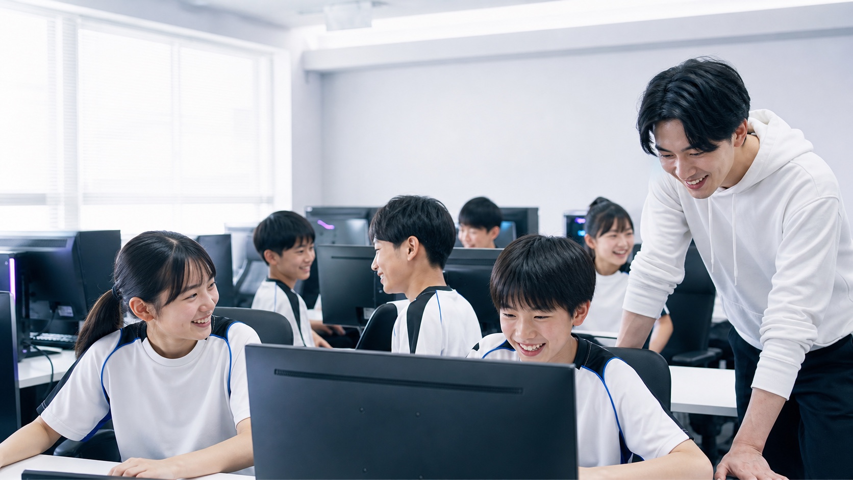 明るい教室で仲間と学ぶ子どもたち