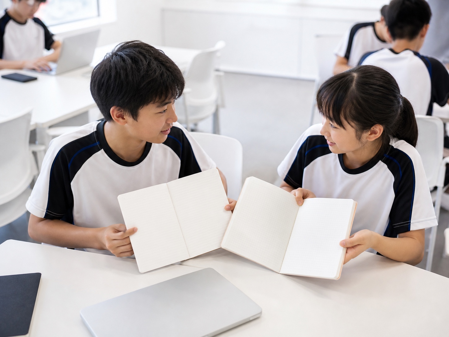 子どもと同じ目線で話すコーチ