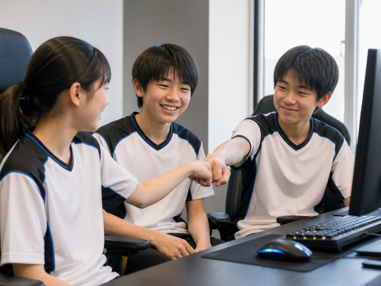 小さな成功を仲間と喜ぶ子どもたち