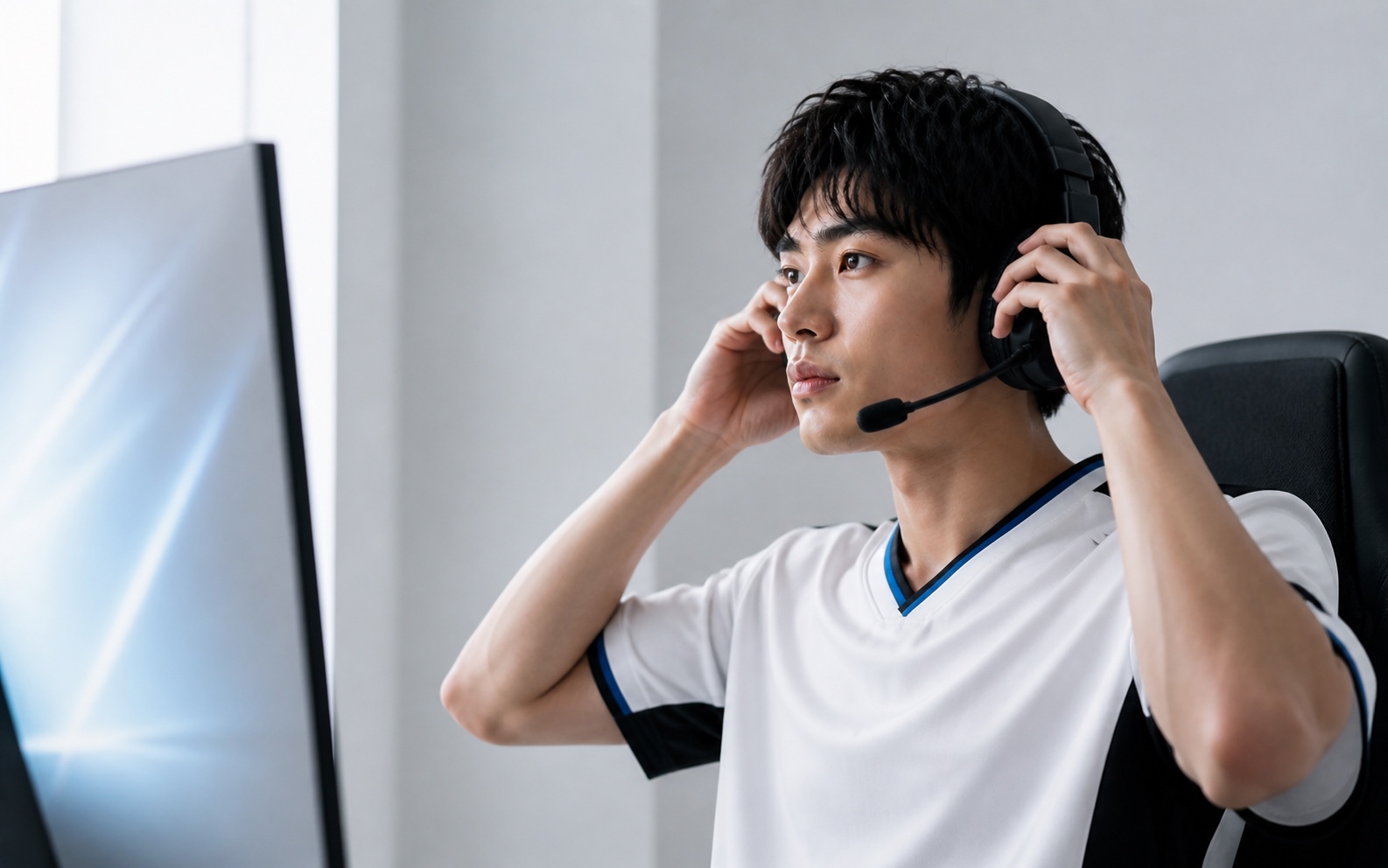 未来へ視線を向ける若い人物
